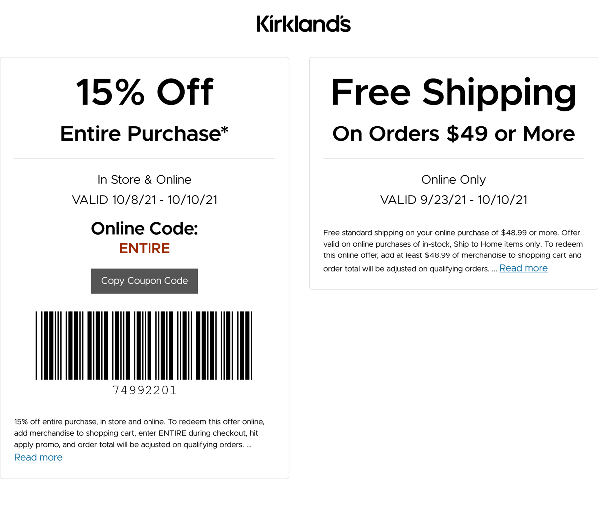 Kirklands stores Coupon  15% off everything at Kirklands, or online via promo code ENTIRE #kirklands 