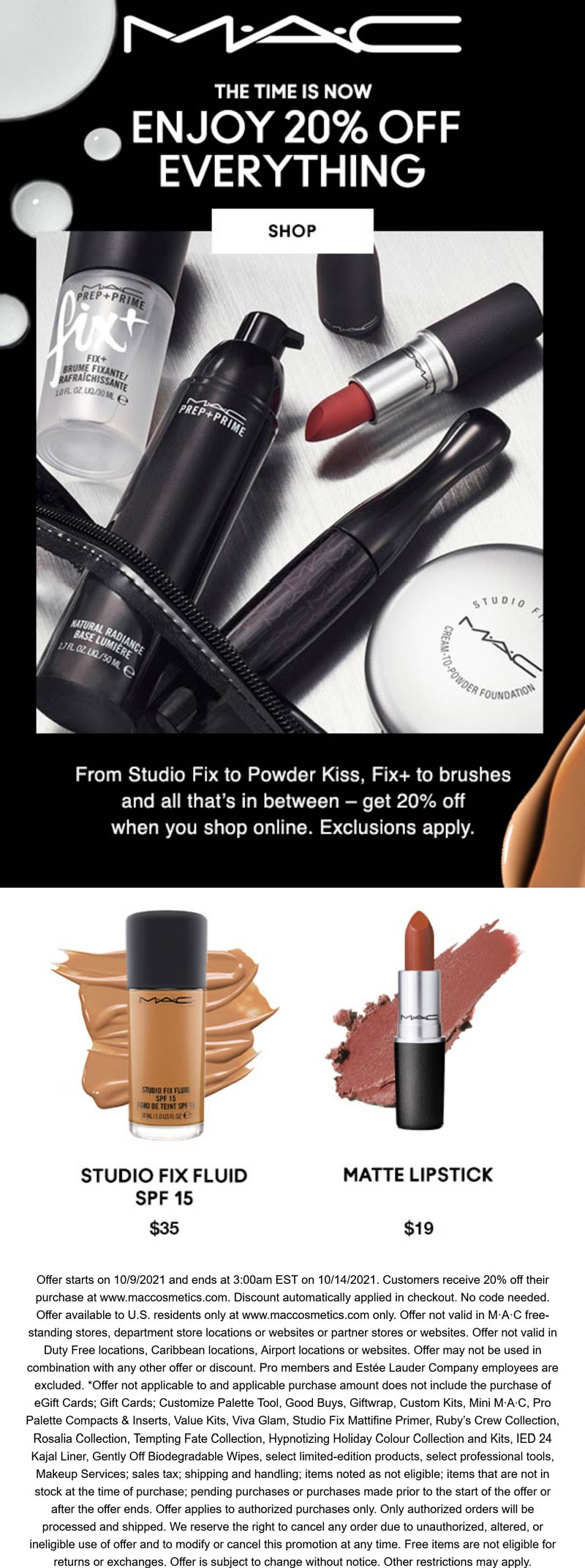 MAC stores Coupon  20% off everything online at MAC cosmetics #mac 