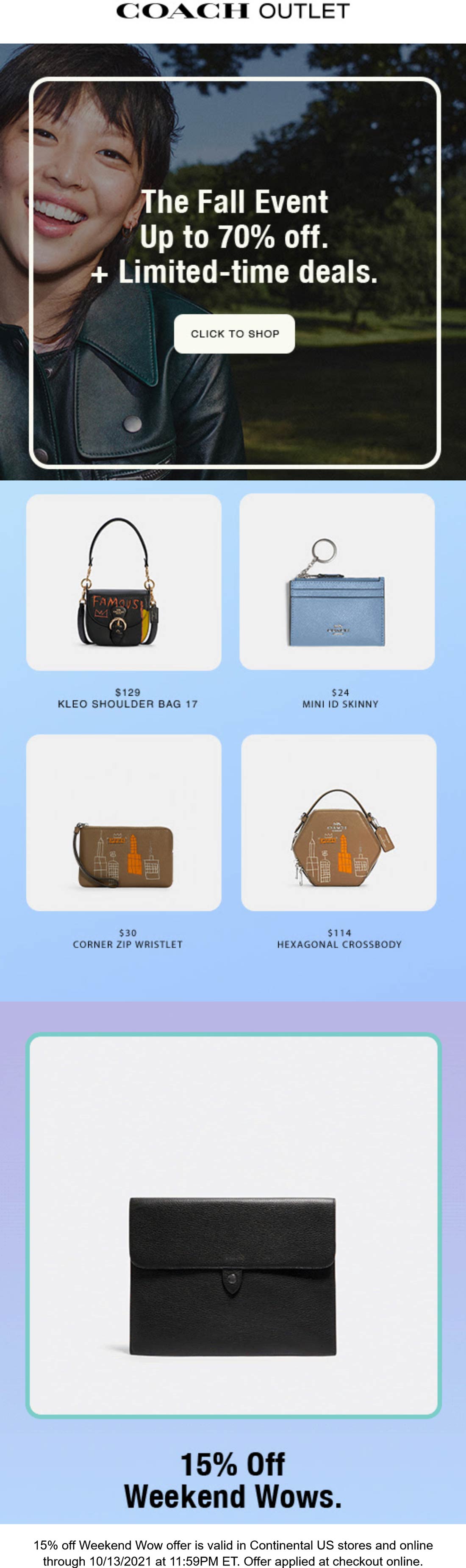 Coach Outlet coupons & promo code for [March 2024]