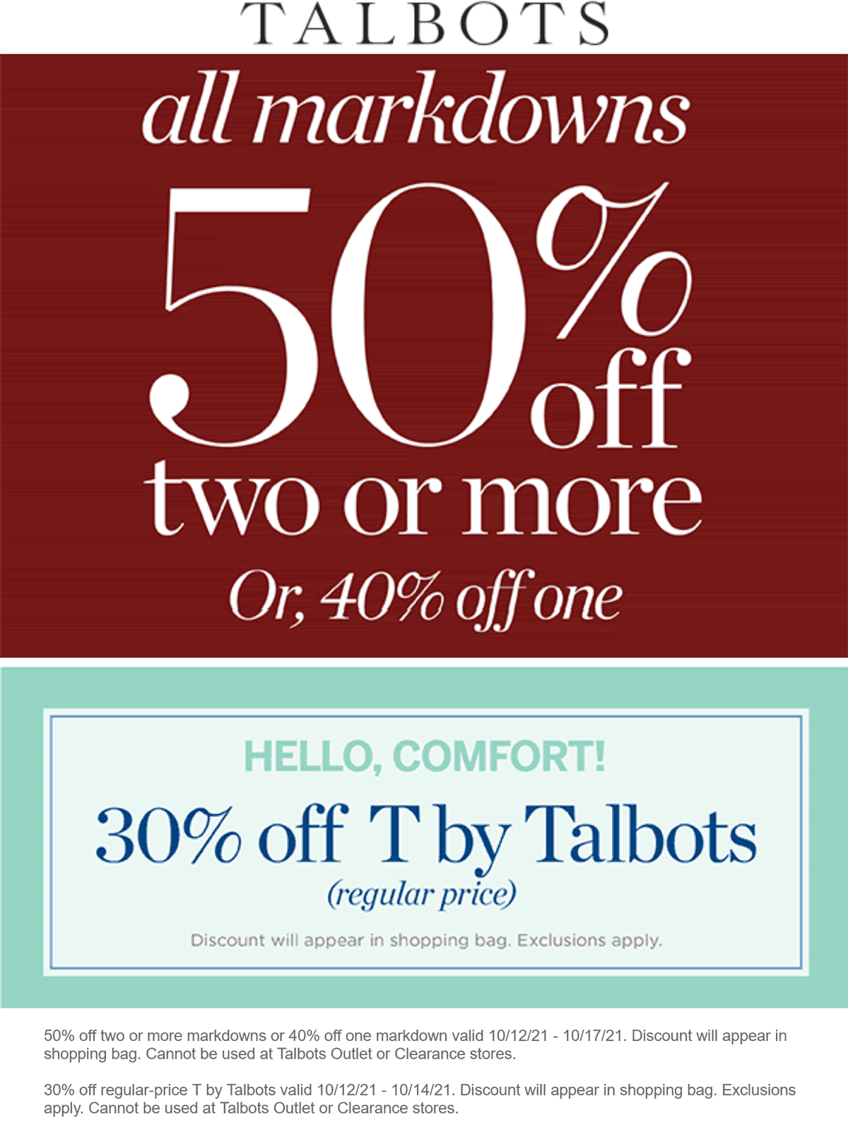 Talbots stores Coupon  Extra 40-50% off sale items at Talbots #talbots 