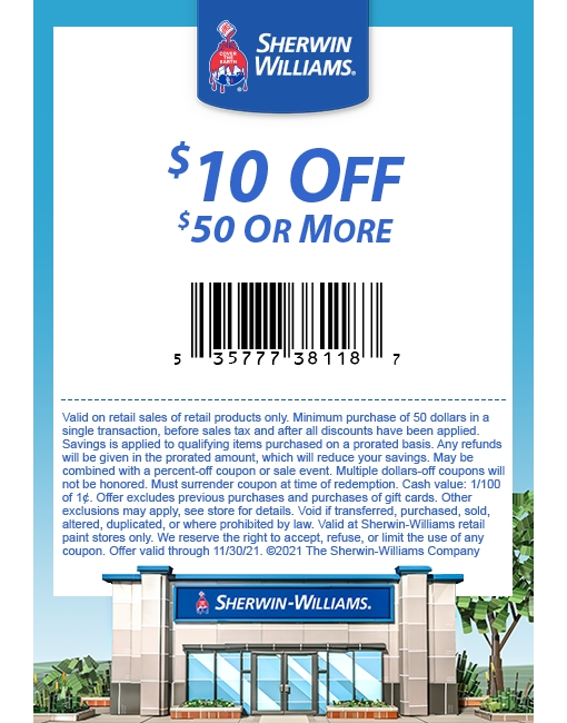 10 off 50 at Sherwin Williams paints & stains sherwinwilliams The
