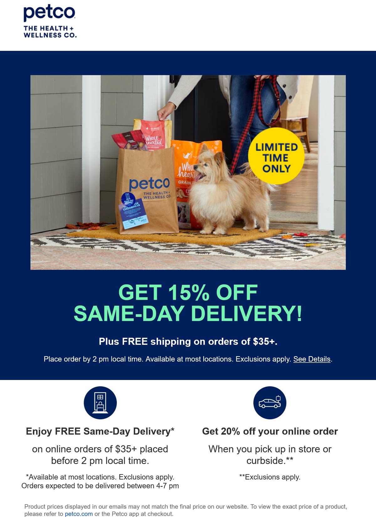 Petco stores Coupon  15% off same-day delivery today at Petco #petco 