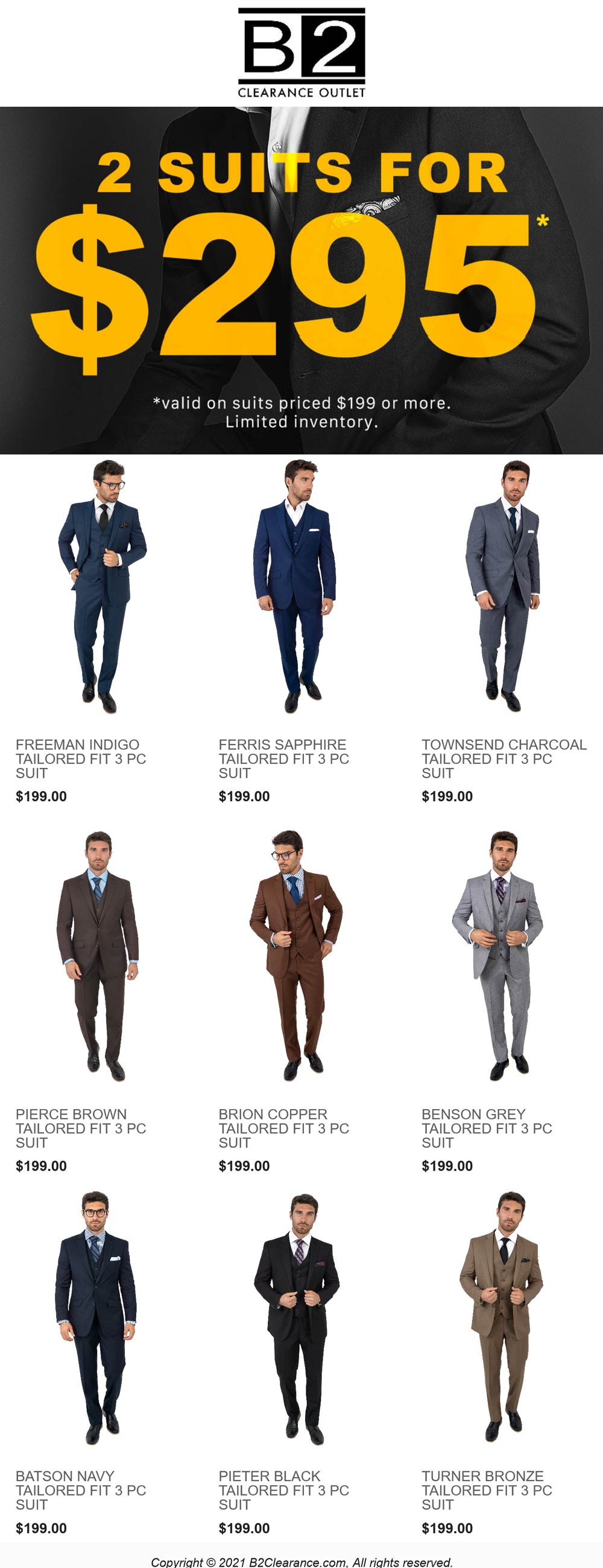 B2 Clearance stores Coupon  2 suits for $299 at Bachrach B2 Clearance #b2clearance 