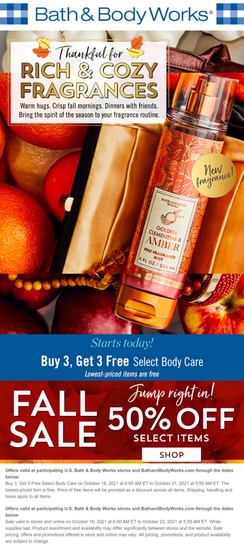 Bath & Body Works stores Coupon  6-for-3 on body care at Bath & Body Works, ditto online #bathbodyworks 