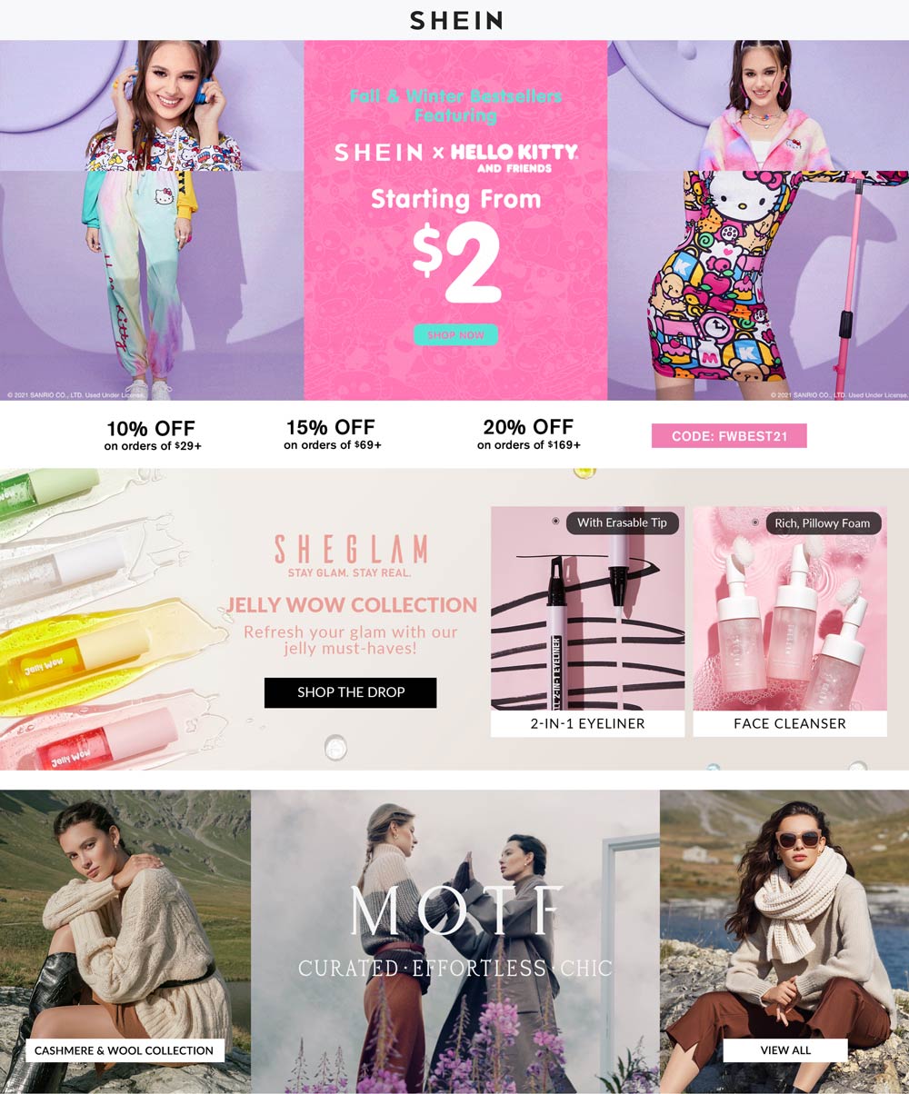 SHEIN stores Coupon  10-20% off at SHEIN via promo code FWBEST21 #shein 