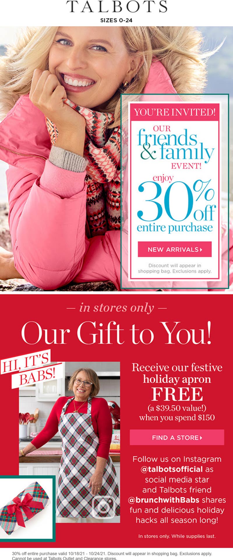 Talbots stores Coupon  30% off everything & more at Talbots #talbots 