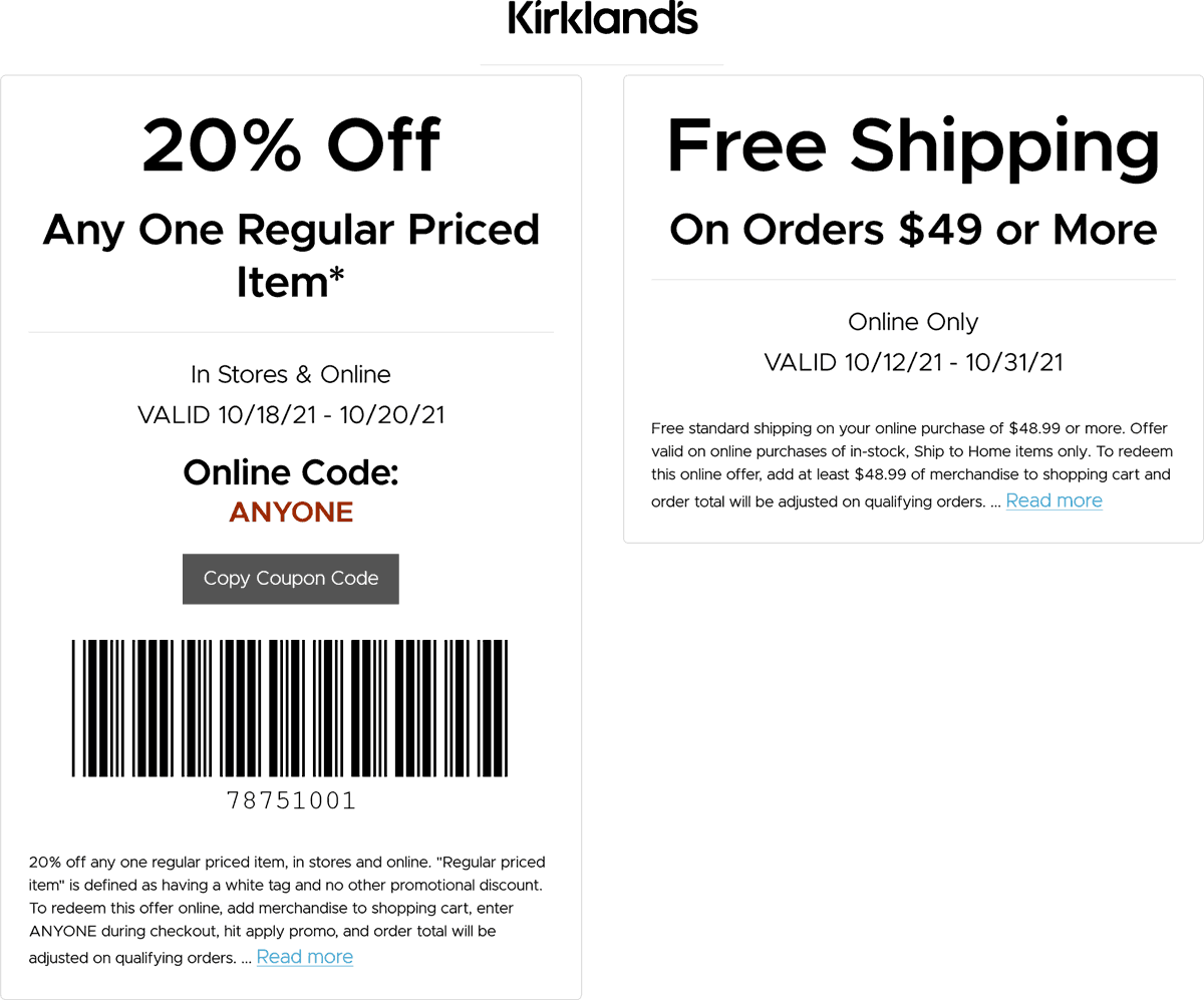 Kirklands coupons & promo code for [July 2024]