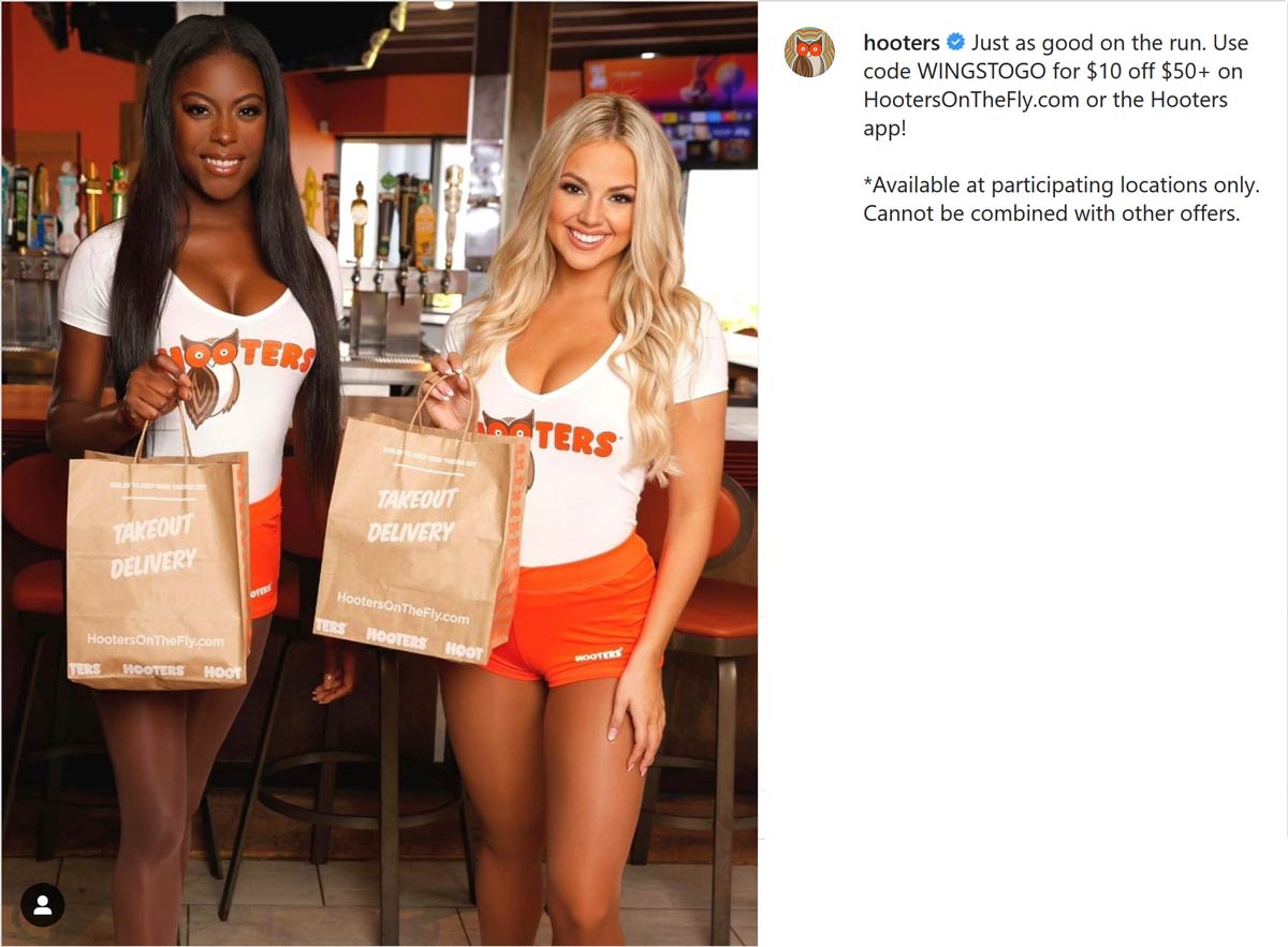 10 off 50 on takeout at Hooters restaurants via promo code GAME10 