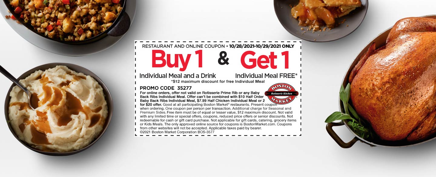 Boston Market coupons & promo code for [November 2022]