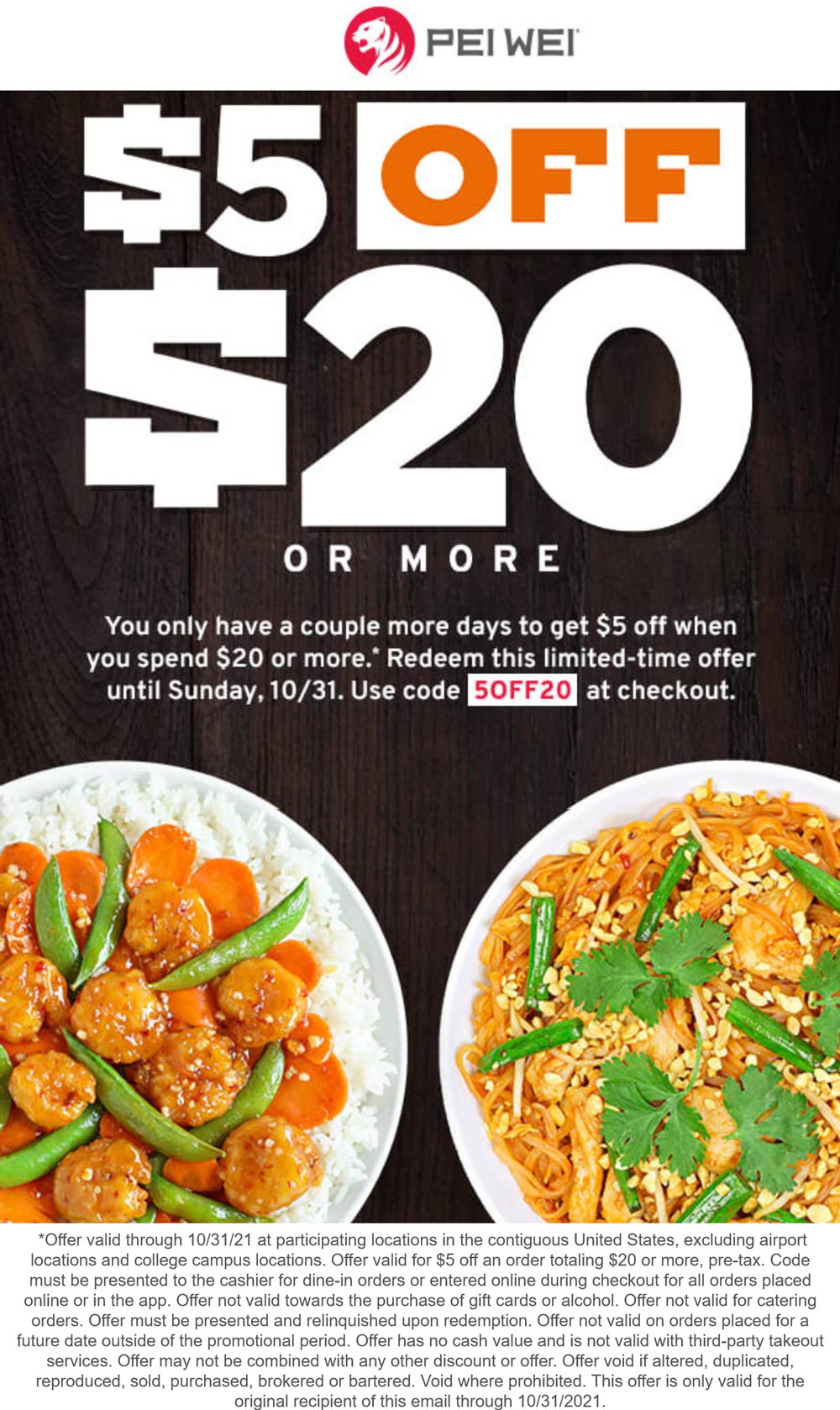 Pei Wei coupons & promo code for [January 2023]