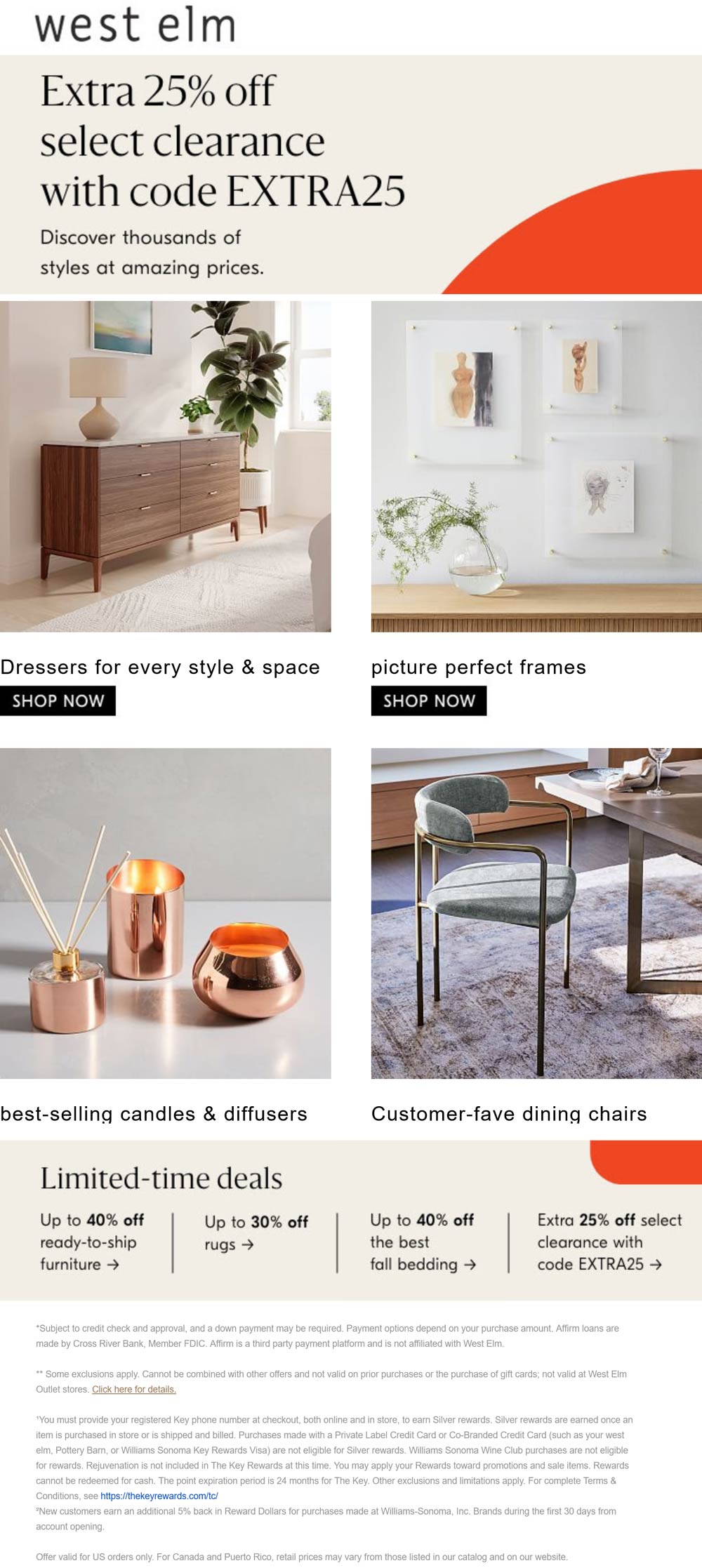 West Elm stores Coupon  Extra 25% off clearance & more at West Elm via promo code EXTRA25 #westelm 