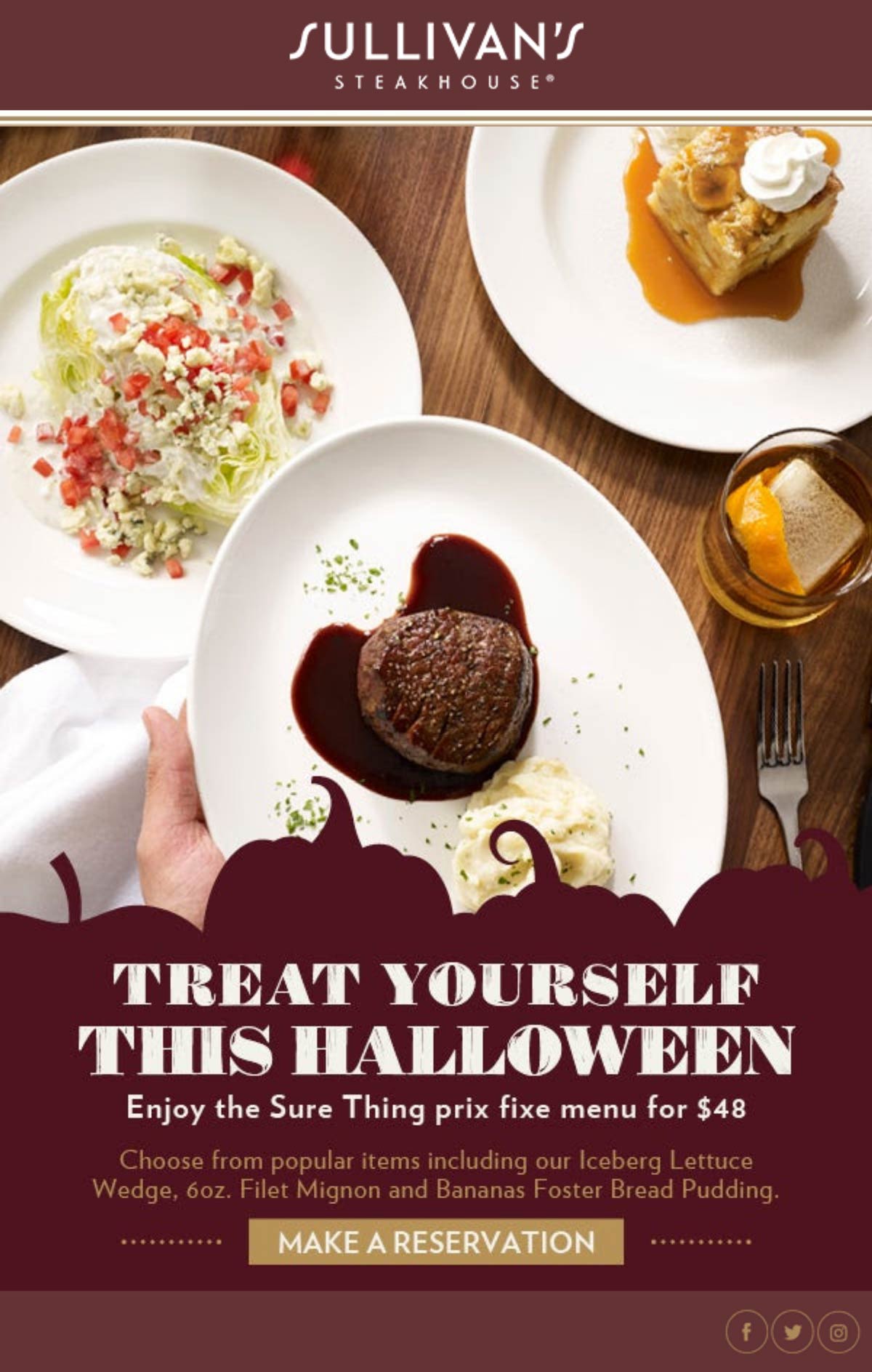 Sullivans Steakhouse restaurants Coupon  Filet prix fixe menu for $48 today at Sullivans Steakhouse #sullivanssteakhouse 