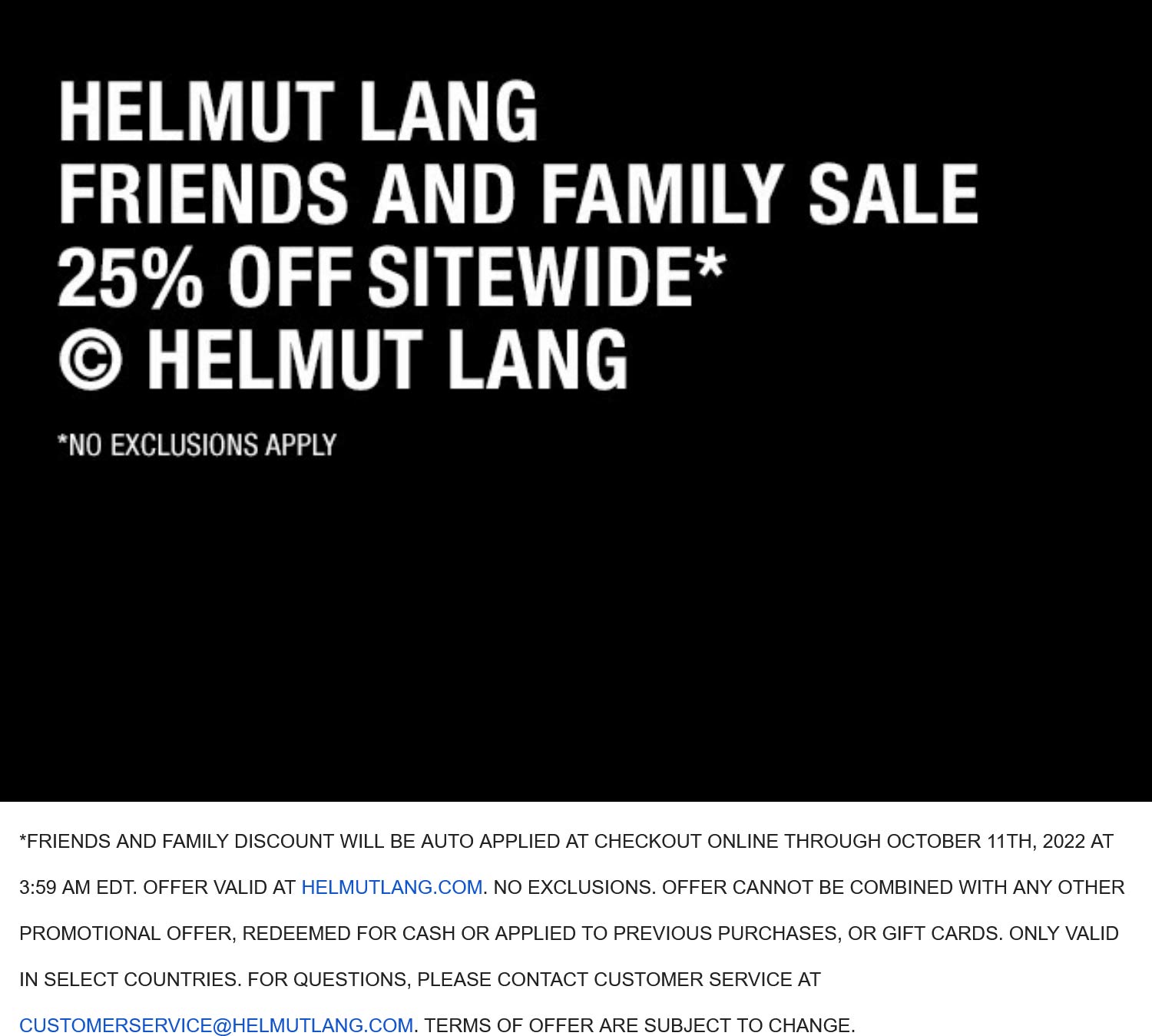 Helmut Lang stores Coupon  25% off online at Helmut Lang #helmutlang 