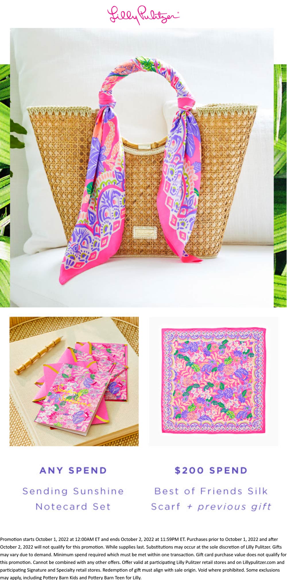 Lilly Pulitzer stores Coupon  Free notecard set with any purchase & more at Lilly Pulitzer, ditto online #lillypulitzer 