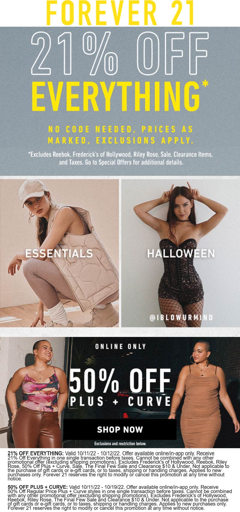 Forever 21 stores Coupon  21% off everything online today at Forever 21 #forever21 