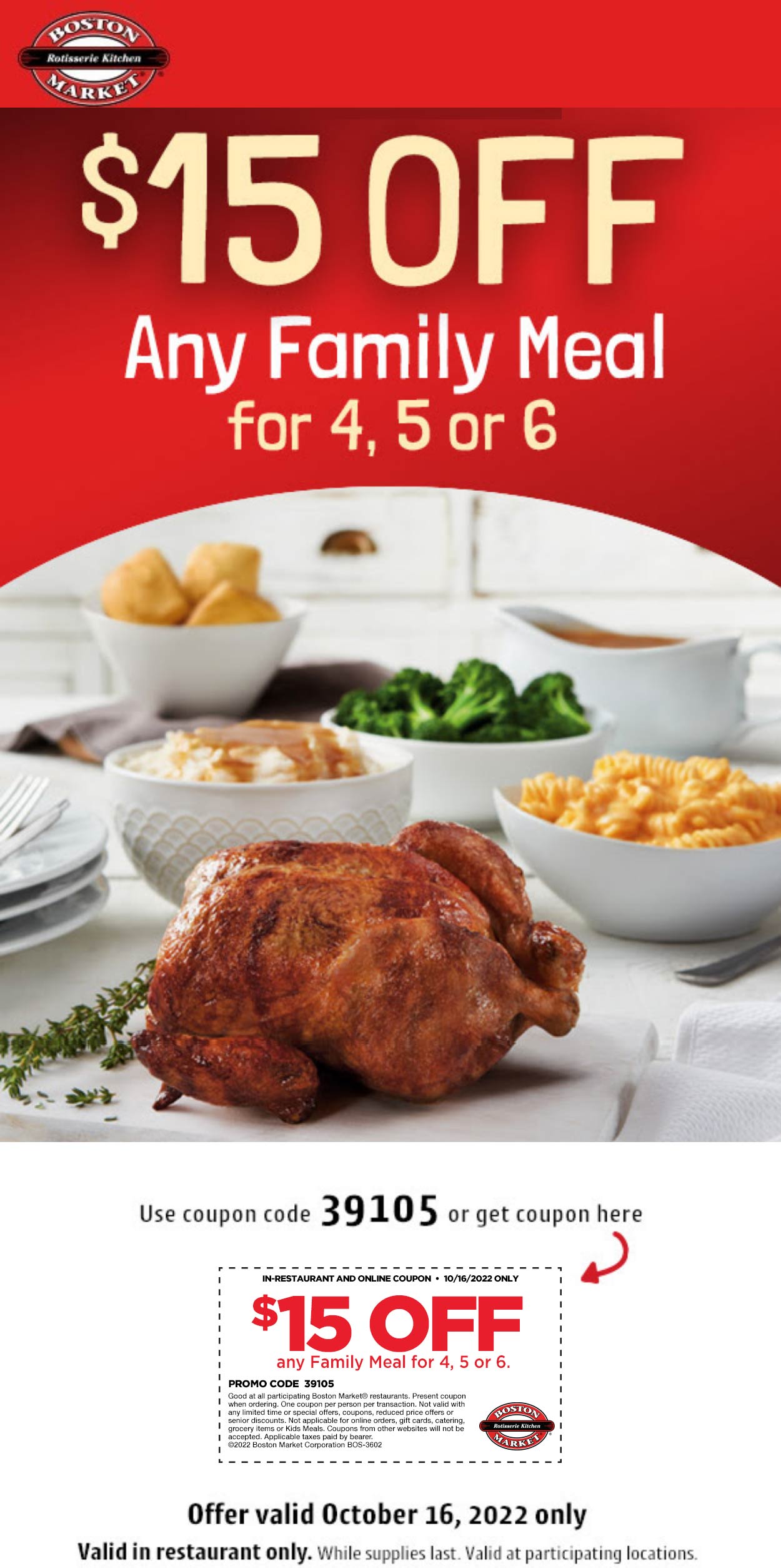 Boston Market coupons & promo code for July 2025