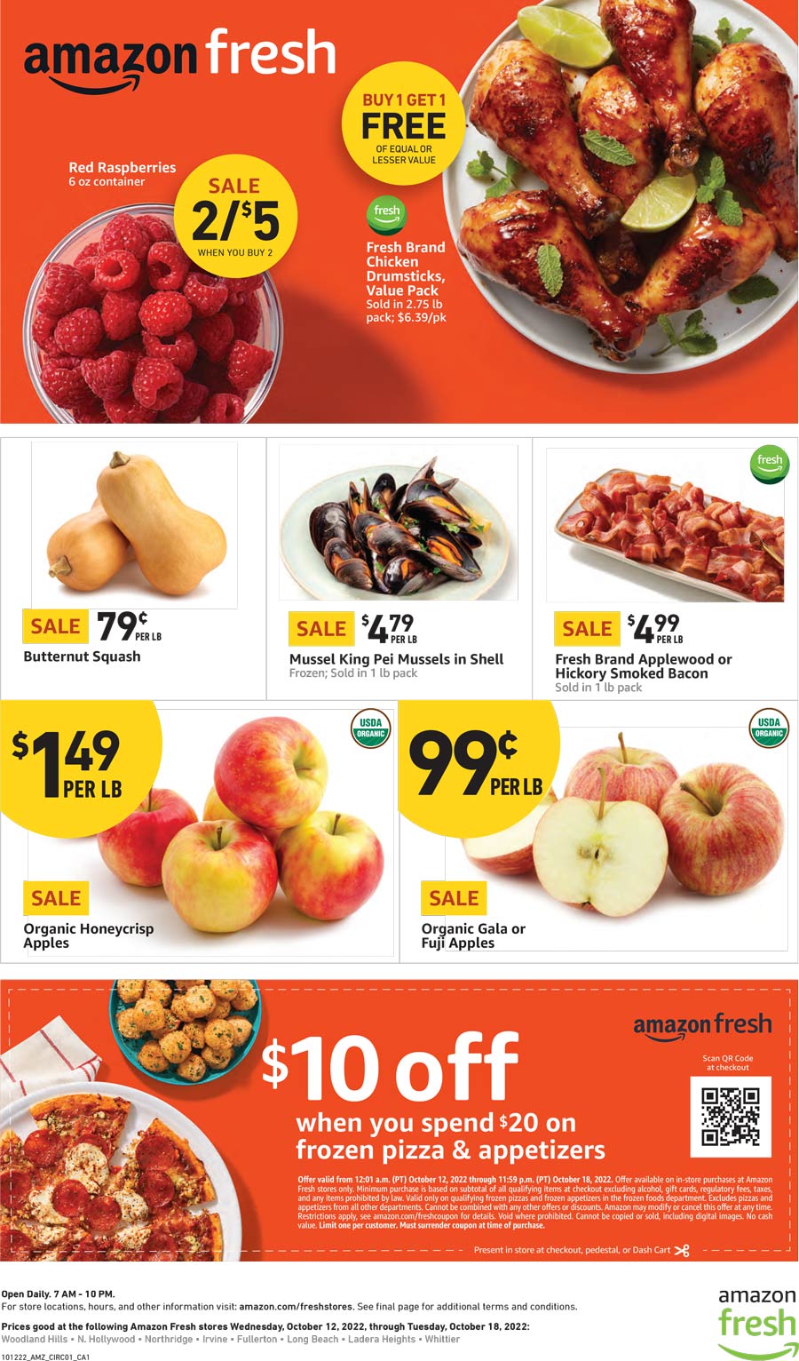 Amazon Fresh restaurants Coupon  $10 off $20 on pizza & appetizers at Amazon Fresh grocery #amazonfresh 