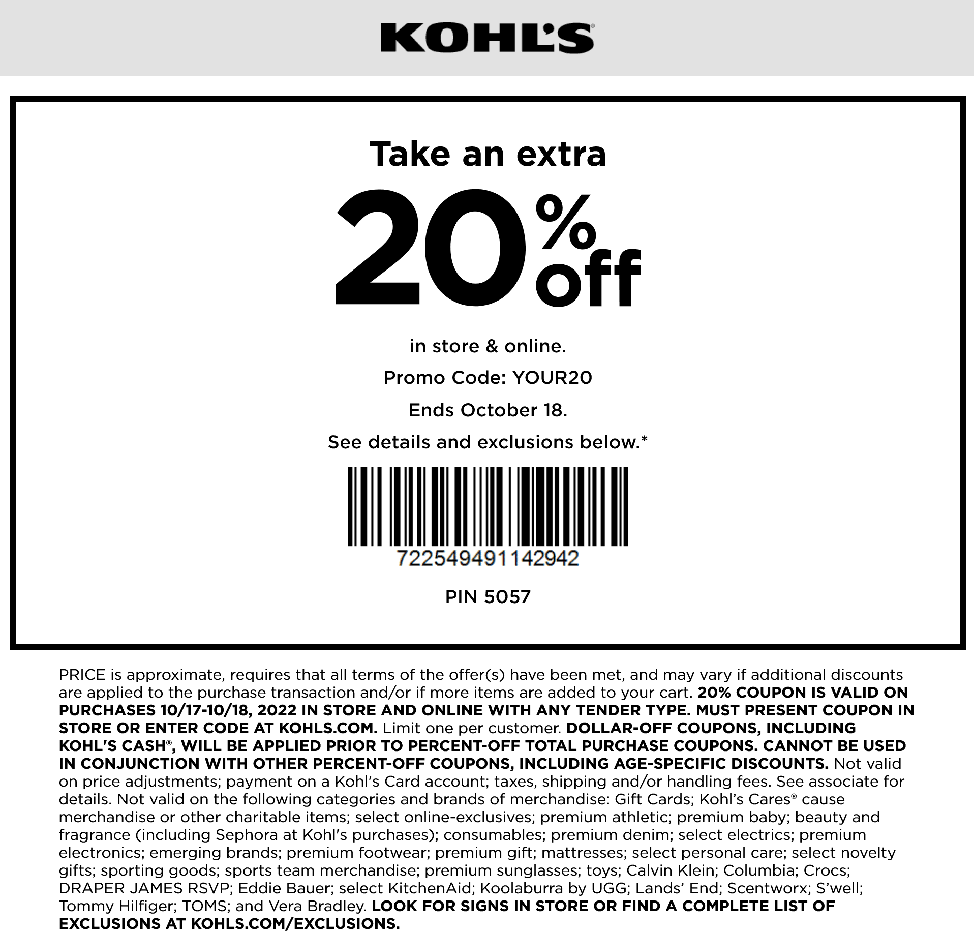 Kohls coupons & promo code for [November 2022]