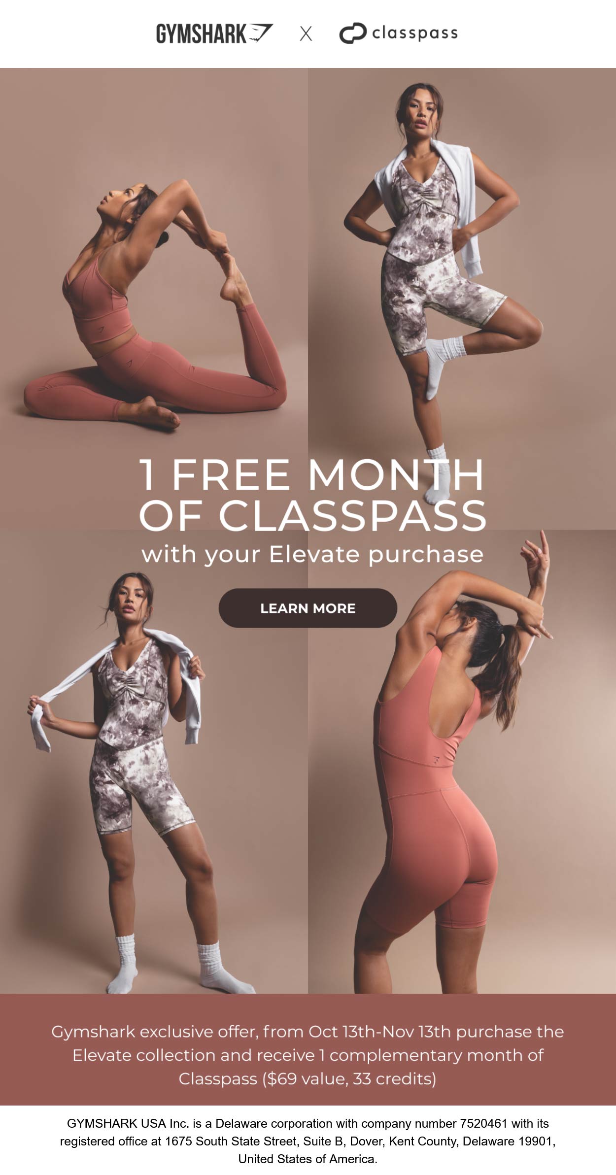 Gymshark stores Coupon  Free month of $69 Classpass with your Elevate item at Gymshark #gymshark 