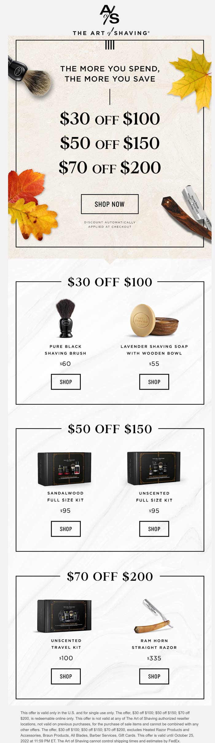 The Art of Shaving stores Coupon  $30-$70 off $100+ online at The Art of Shaving #theartofshaving 