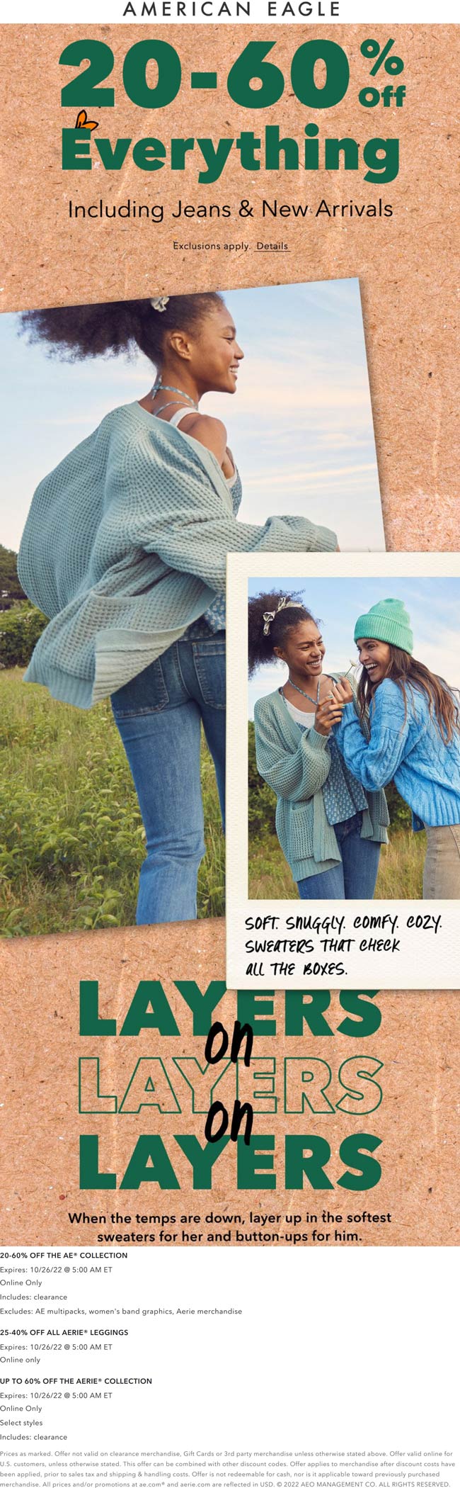 American Eagle stores Coupon  20-60% off everything at American Eagle #americaneagle 