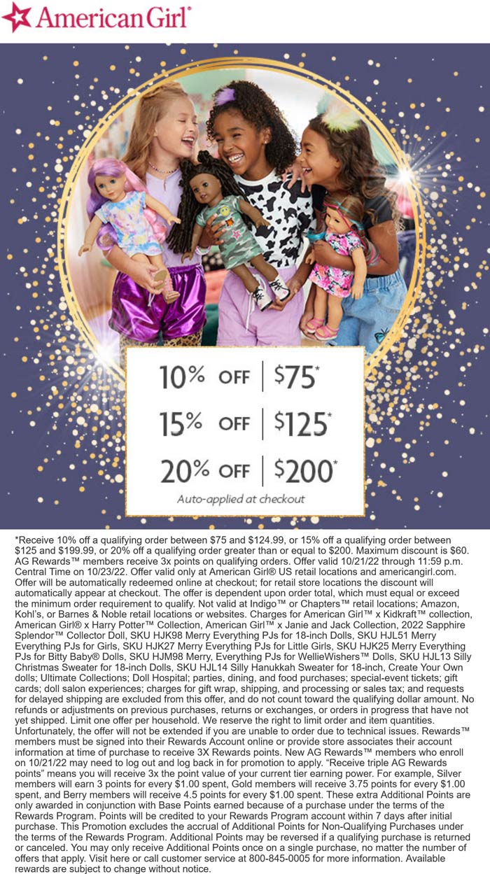 1025 off 75+ at American Girl americangirl The Coupons App®