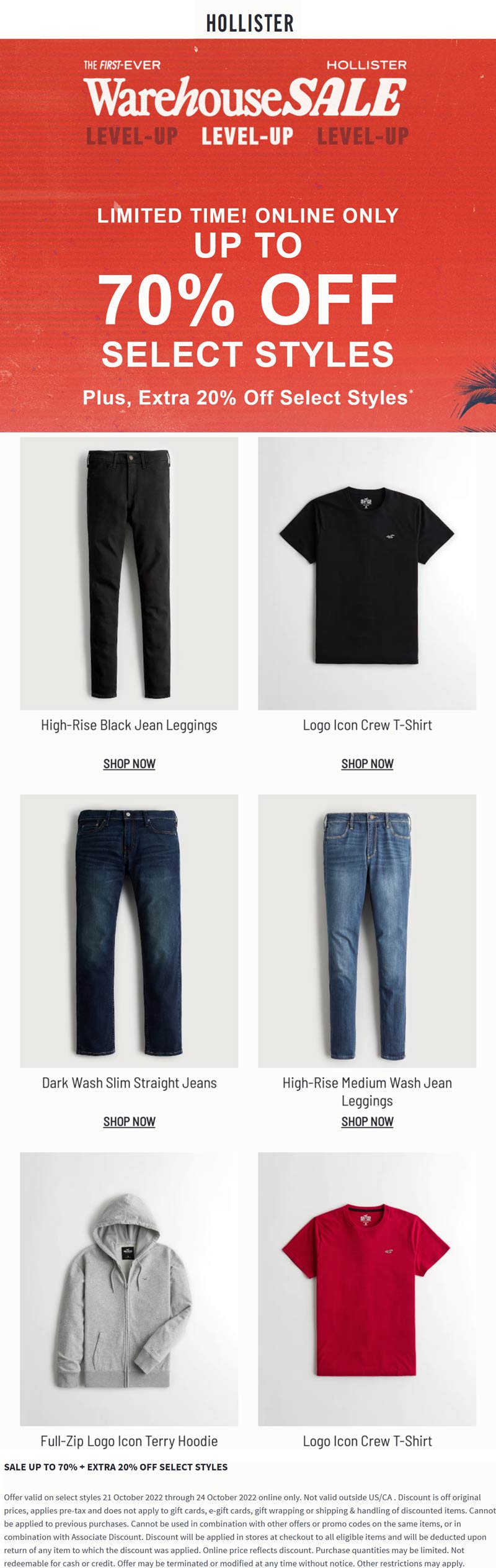 Hollister stores Coupon  70-90% off various styles online at Hollister #hollister 