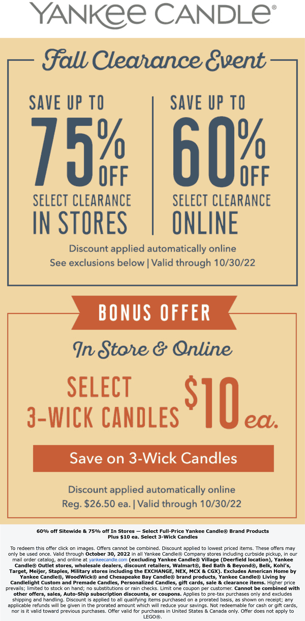 Yankee Candle stores Coupon  3-wick candles for $10 at Yankee Candle #yankeecandle 
