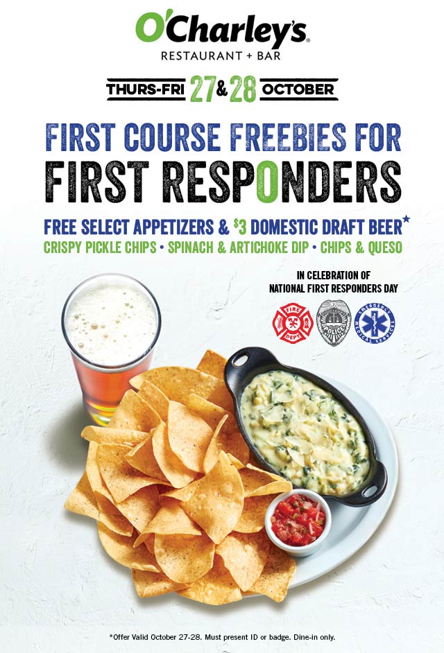 First Responders Enjoy Free Appetizers More At OCharleys Restaurants 