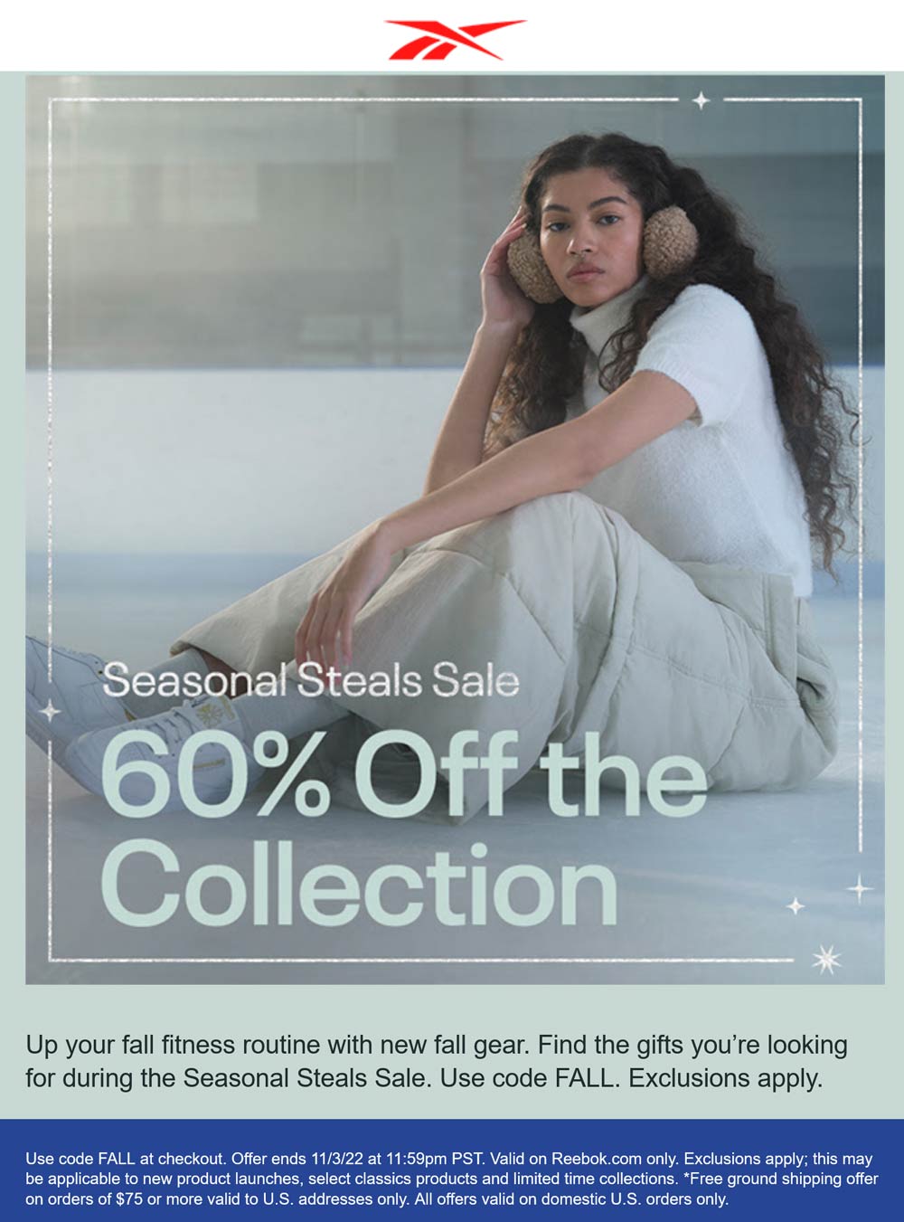 Reebok stores Coupon  60% off the collection online at Reebok via promo code FALL #reebok 