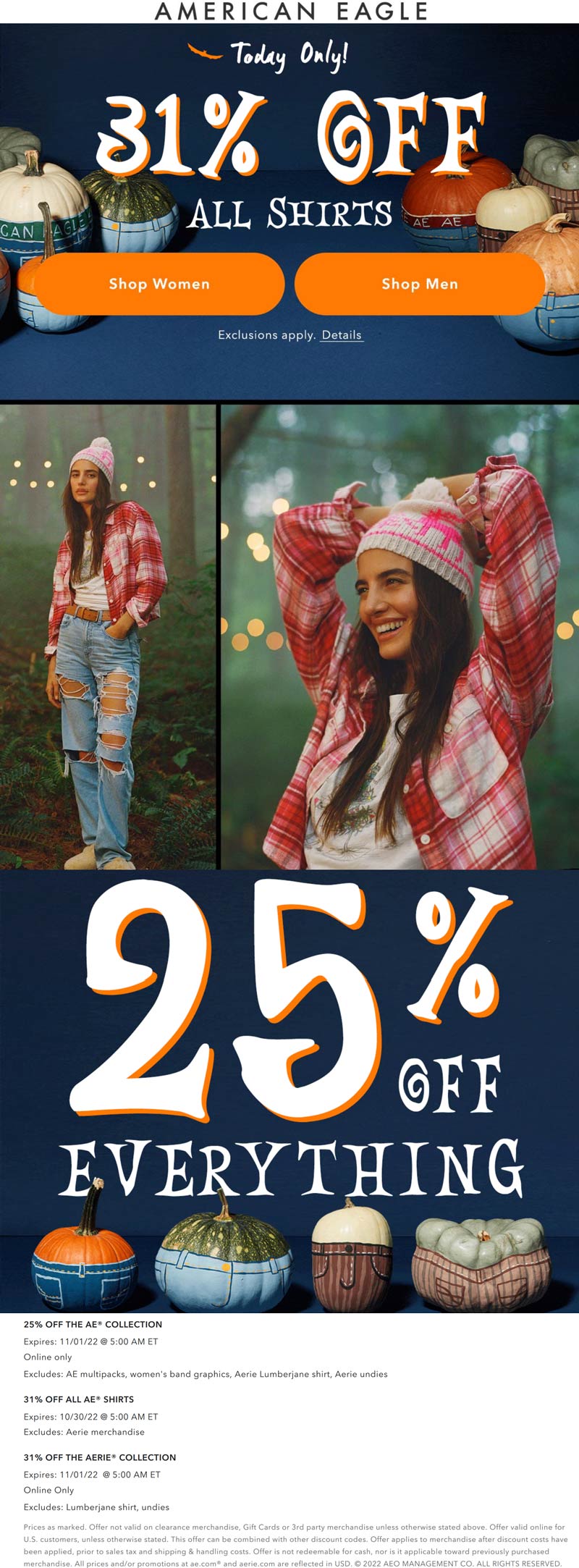 American Eagle stores Coupon  25-31% off today at American Eagle #americaneagle 
