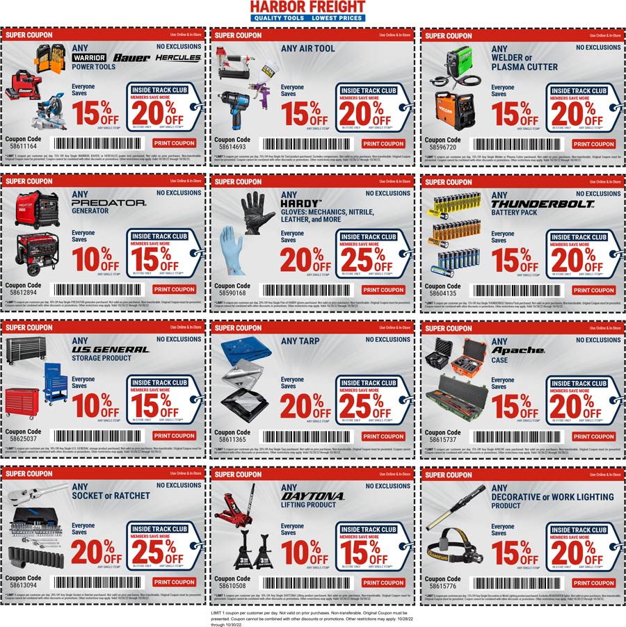 Harbor Freight stores Coupon  Various deals on most popular products at Harbor Freight Tools #harborfreight 