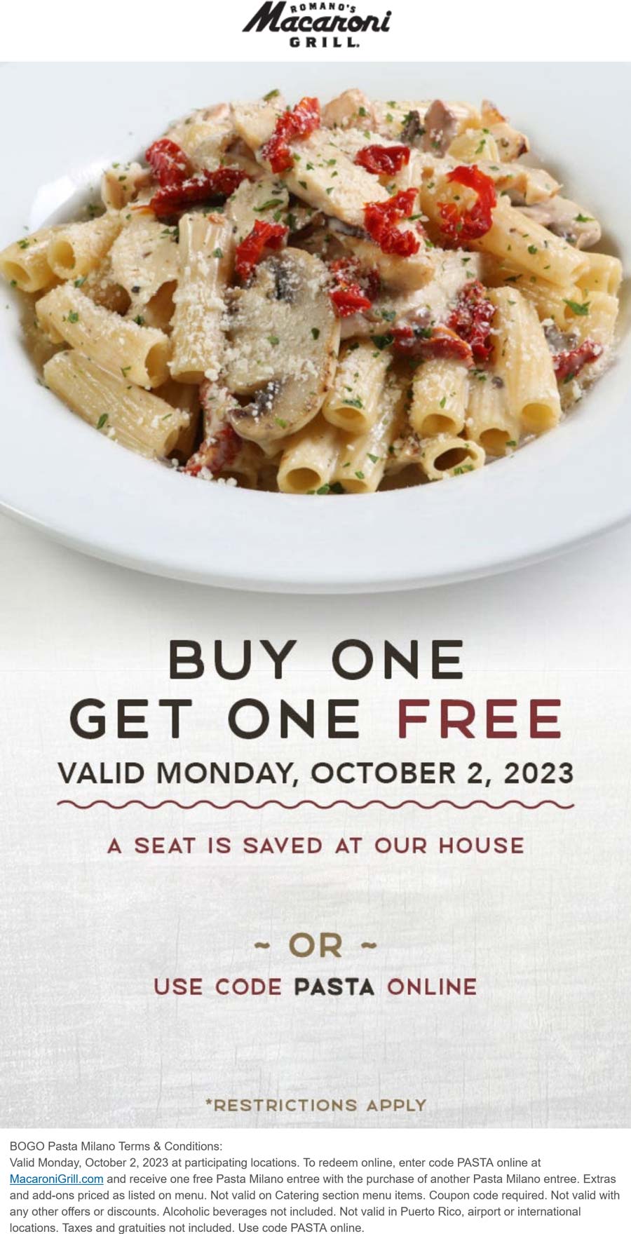 Macaroni Grill January 2024 Coupons and Promo Codes 🛒