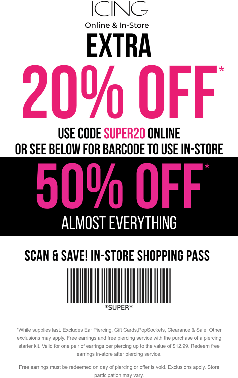 Icing December 2023 Coupons and Promo Codes 🛒