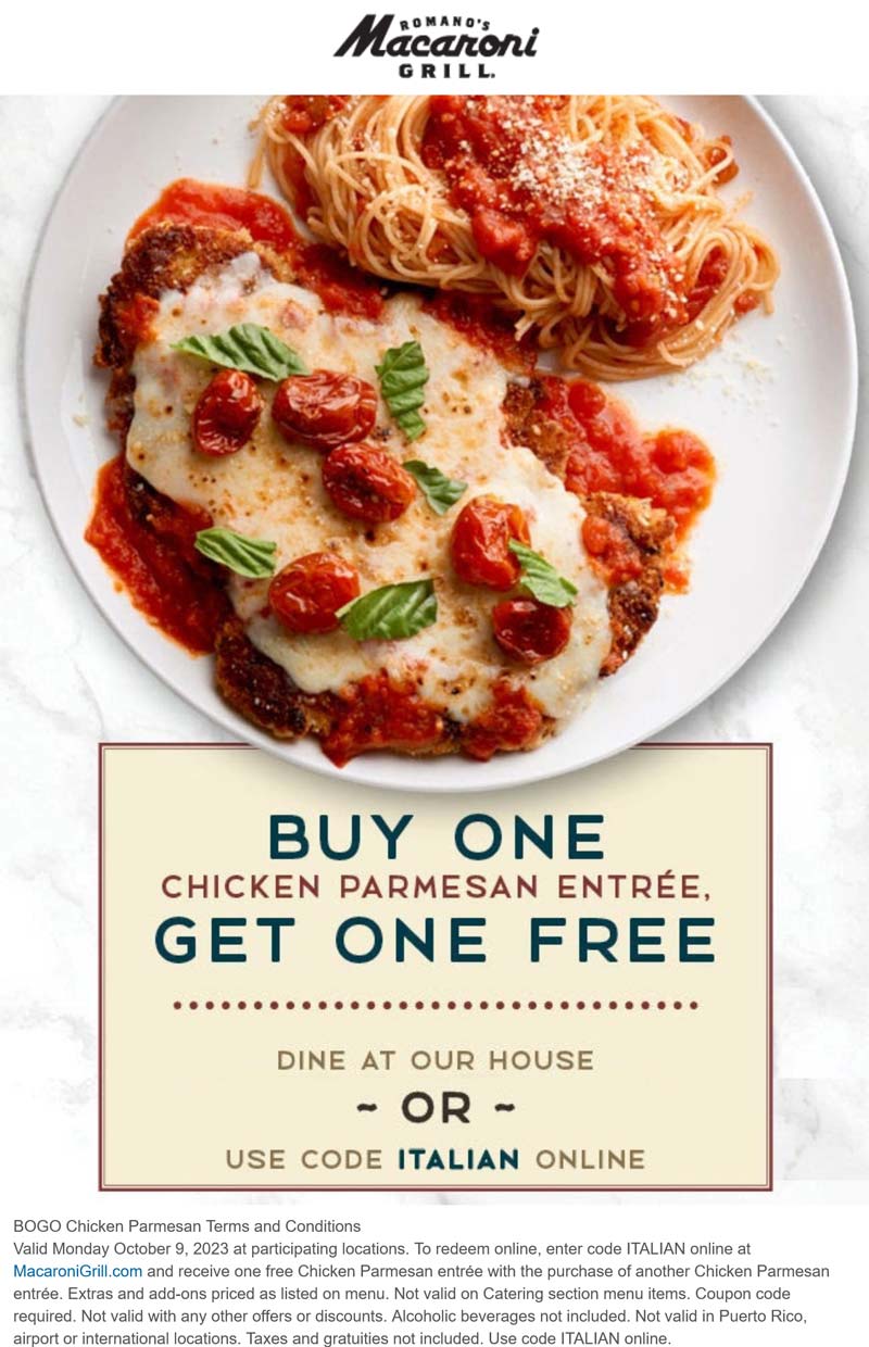 Macaroni Grill December 2023 Coupons and Promo Codes 🛒
