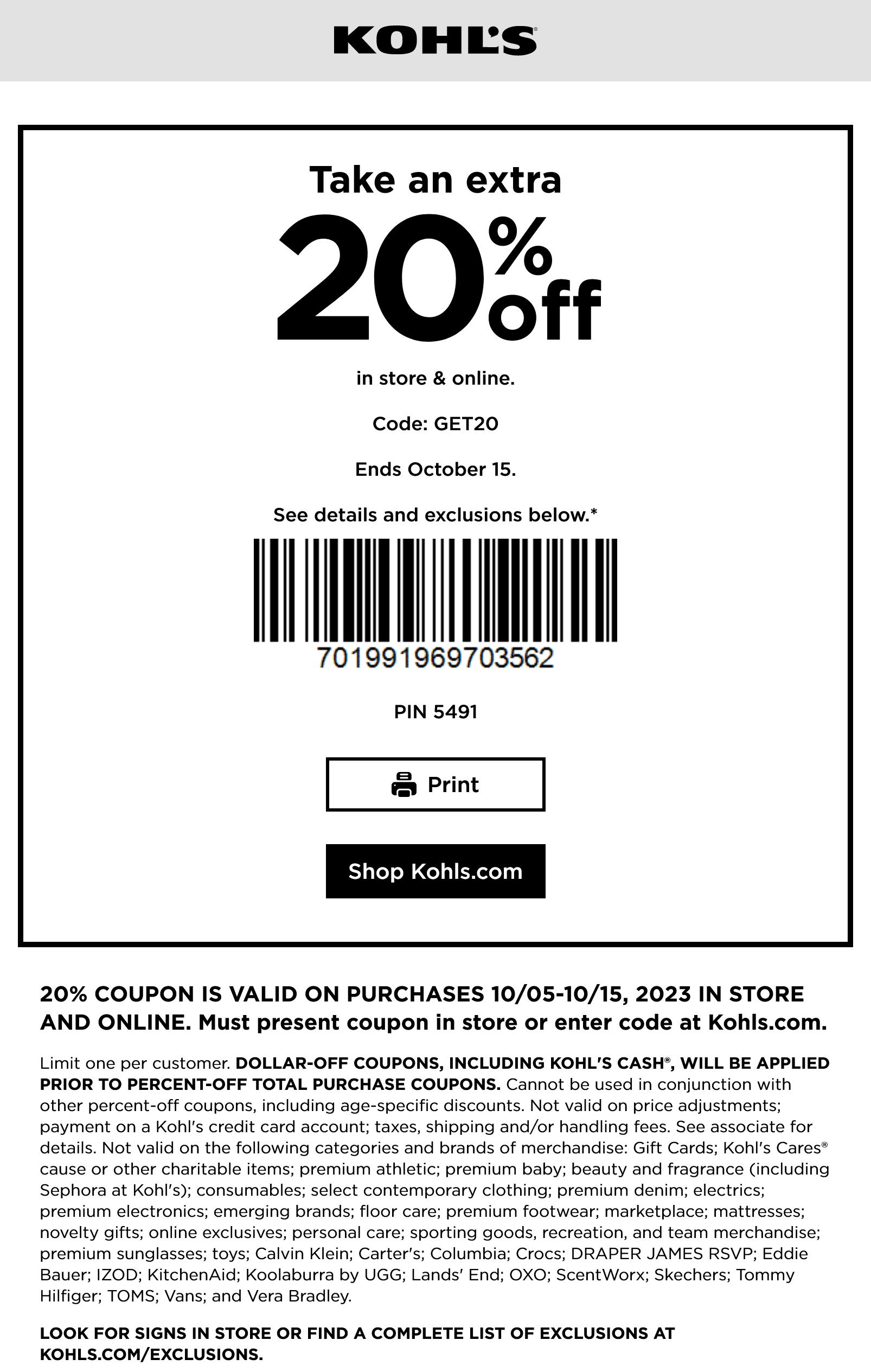 Kohl'S 5 Off 25 January 2024 Coupon Code Hinda Latrena