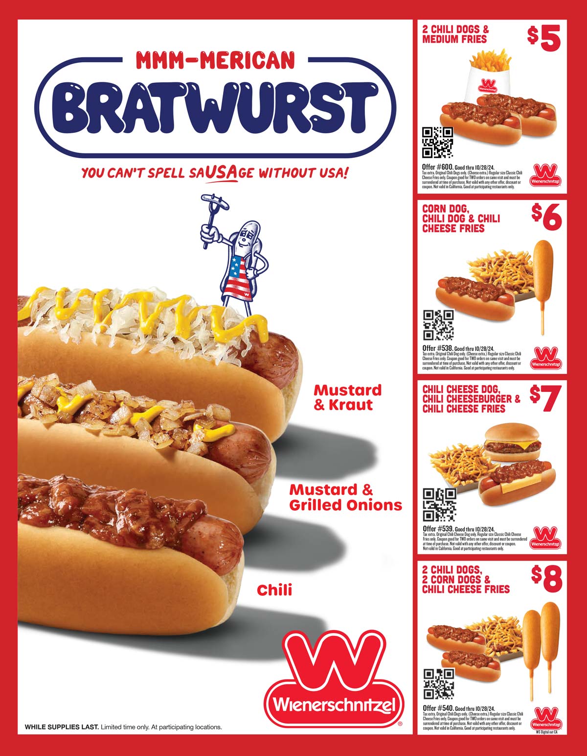 Wienerschnitzel restaurants Coupon  4 dogs + chili cheese fries = $8 & more at Wienerschnitzel restaurants #wienerschnitzel 