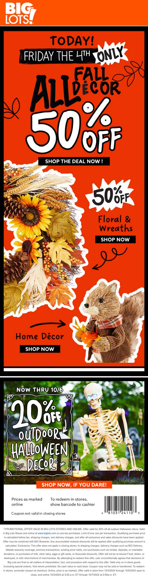 Big Lots stores Coupon  20% off Halloween decor & more at Big Lots #biglots 