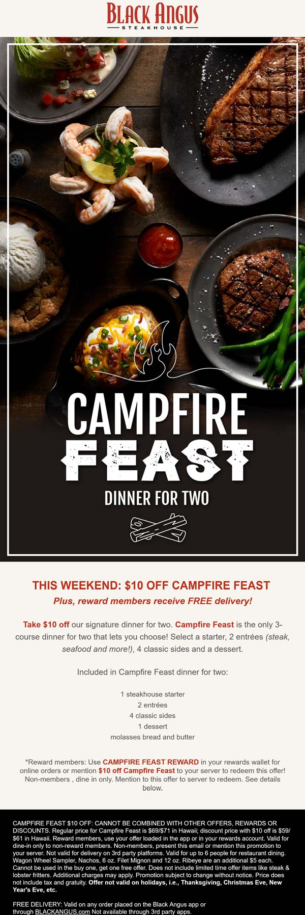 Black Angus restaurants Coupon  $10 off campfire feast at Black Angus steakhouse restaurants #blackangus 