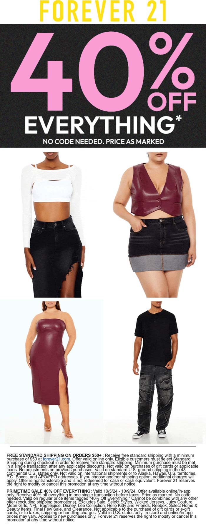 Forever 21 stores Coupon  40% off everything online at Forever 21 #forever21 