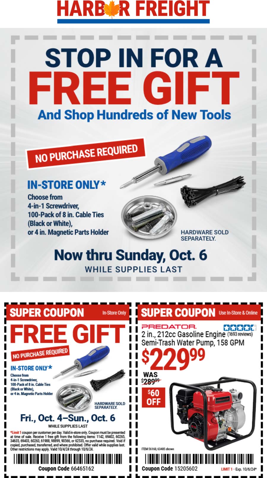 Harbor Freight stores Coupon  Free item at Harbor Freight Tools, no purchase necessary #harborfreight 