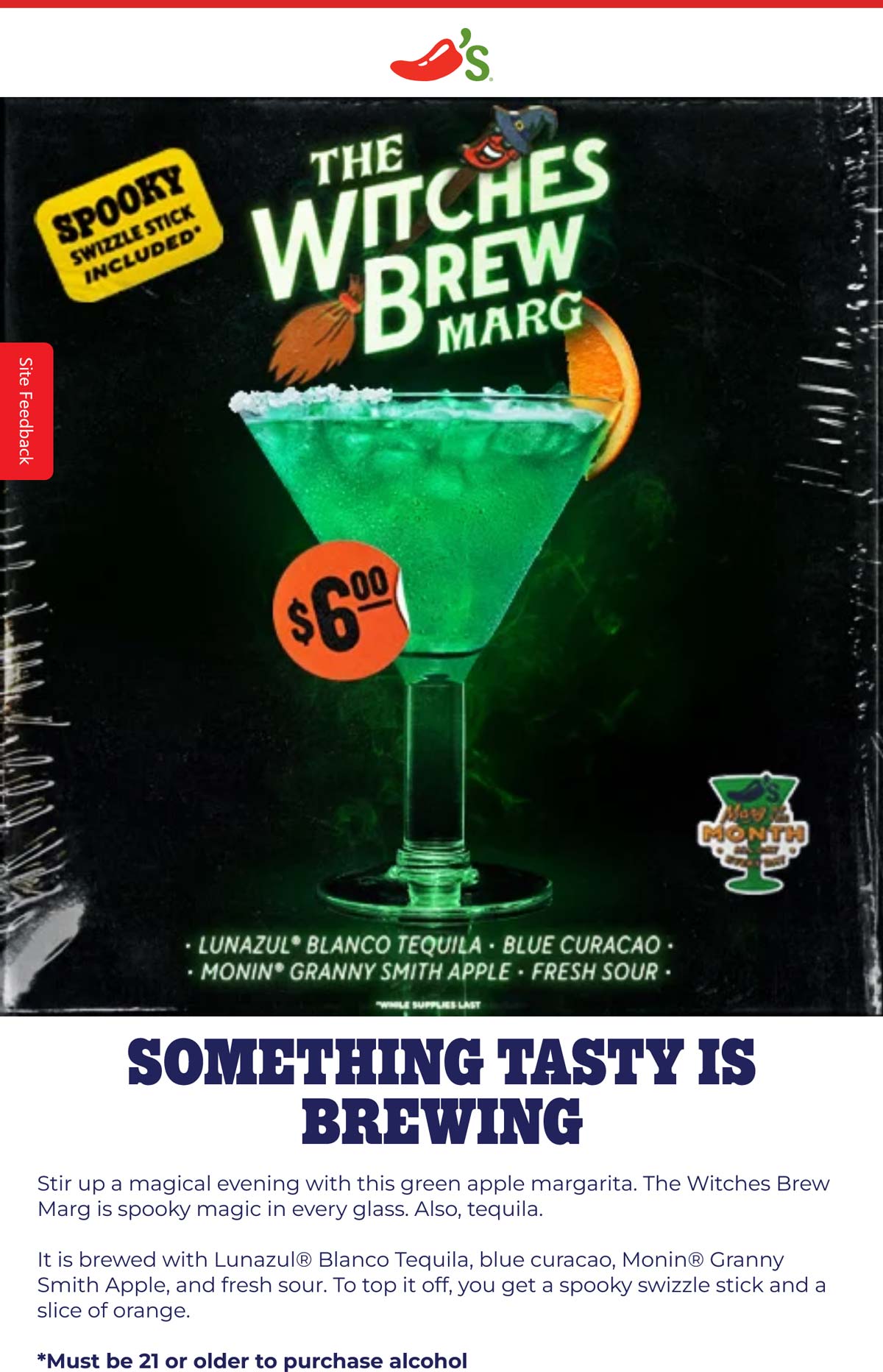 Chilis restaurants Coupon  $6 witches brew margarita at Chilis restaurants #chilis 