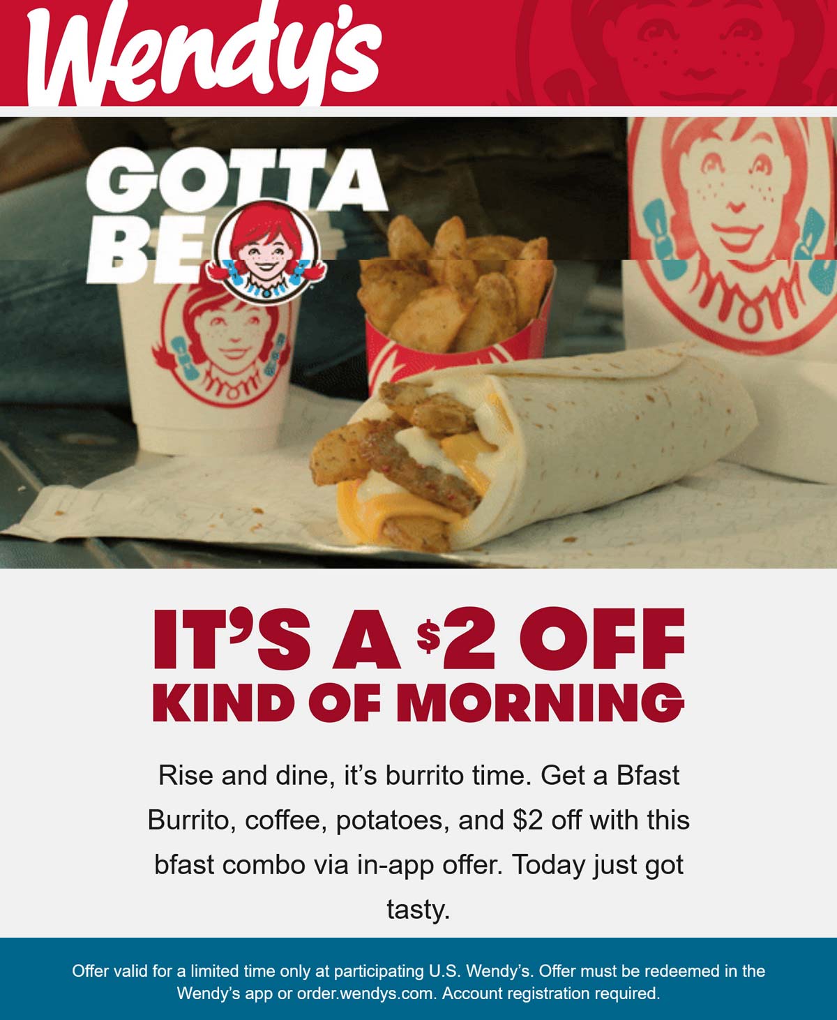 Wendys restaurants Coupon  $2 off breakfast via mobile today at Wendys #wendys 