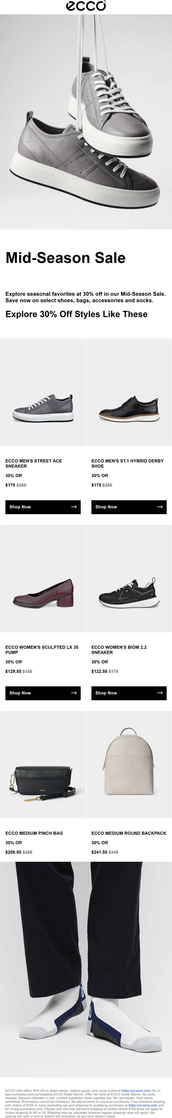 ECCO stores Coupon  30% off shoes bags & accessories at ECCO #ecco 