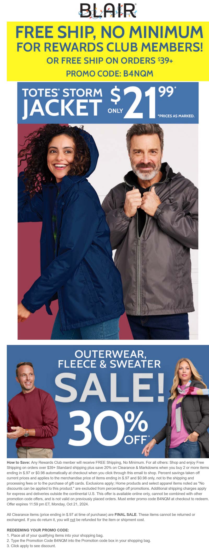 Blair stores Coupon  30% off outerwear at Blair via promo code B4NQM #blair 