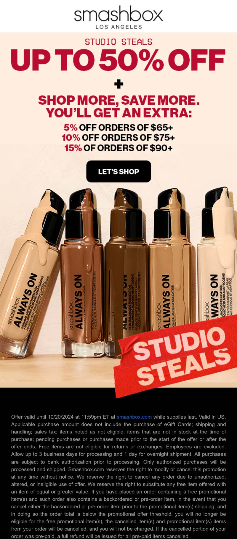 Smashbox stores Coupon  5-15% off $65+ today at Smashbox cosmetics #smashbox 