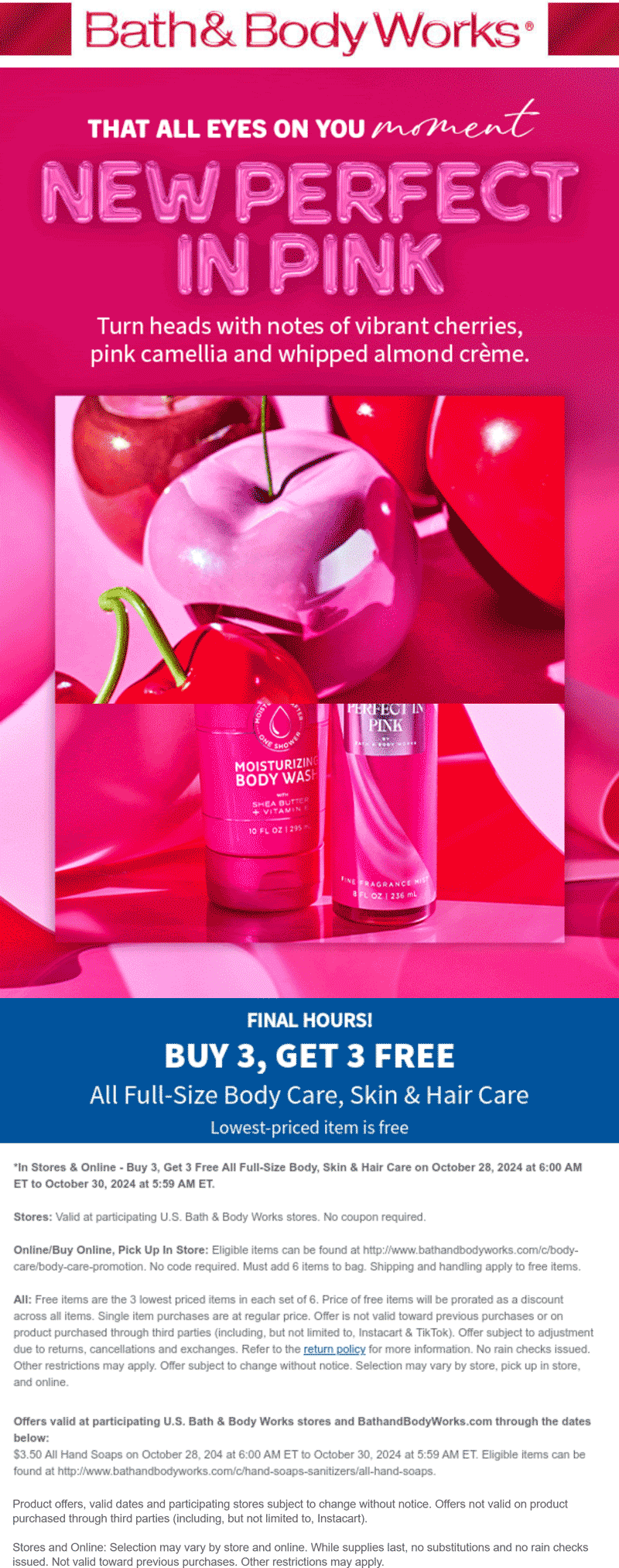 Bath & Body Works stores Coupon  6-for-3 on all body care today at Bath & Body Works #bathbodyworks 