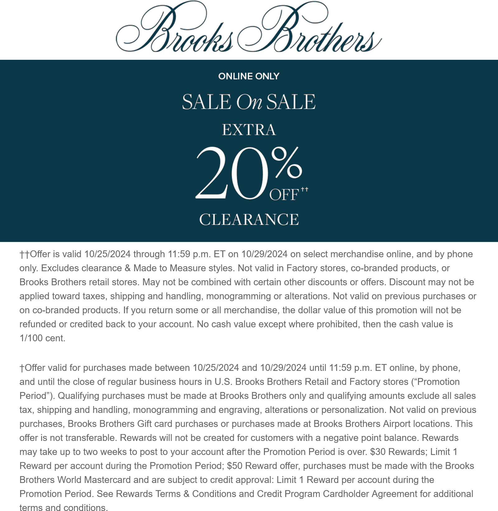 Brooks Brothers stores Coupon  Extra 20% off clearance online today at Brooks Brothers #brooksbrothers 