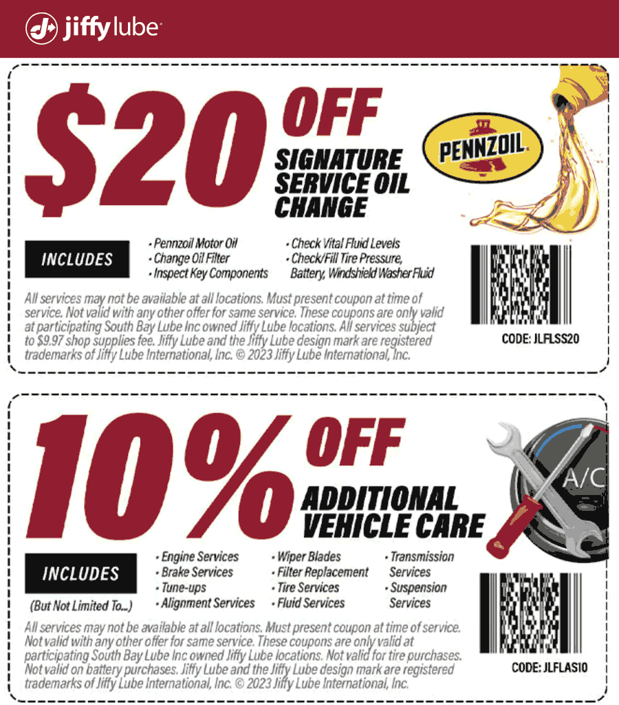 Jiffy Lube stores Coupon  $20 off signature oil change at Jiffy Lube #jiffylube 