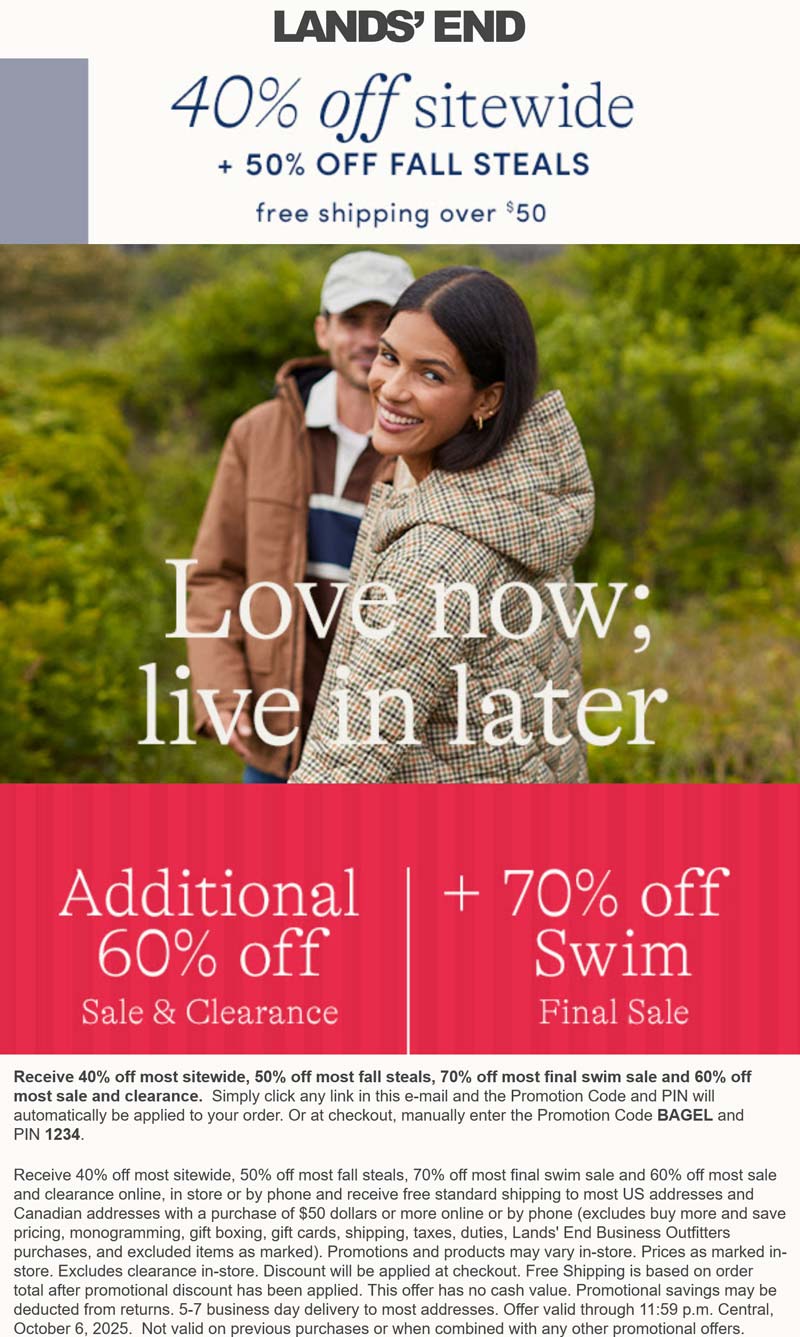 Lands End coupons & promo code for October 2025